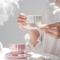Miniatyrbillede 4 af 5: Perlemor Kaffe Kop og Underkop, 8oz(240ML) til Specialkaffe Drikke, Cappuccino, Latte, Americano og Te, Elegant Keramiske Kaffe Kopper til Kaffe