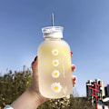 Miniatyrbillede 1 af 5: 450ml Mælkejuice Sød Vandflaske med Skala 2 Låg Lille Tusindfryd Mat Bærbar Vandkop Græs Flasker Kreativ Praktisk Kop (4 Blomster)