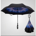 Miniatyrbillede 1 af 5: C-Parasol Foldbar Regnskygge Vindtæt Dobbeltlags Omvendt Paraply - Vandrende Blomst