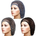 Miniatyrbilde 1 av 5: Tizzy 3-pakks Mesh Hårnett Myk Rayon Strikket Snood Hatt Sove Hårnett Langt Hårnett Snoods Deksel Heklet Hårnett Caps Hårdeksler For Kvinner
