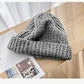 Miniatyrbillede 3 af 5: Strikhue til kvinder, afslappet beanie, gadetøj, chunky strik