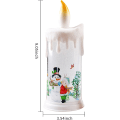 Miniatyrbilde 5 av 5: Flammeløse stearinlys, julelys varmt hvitt flammefritt stearinlys med snømann julenisse mønster batteridrevet julelys nattlys for fest Chri