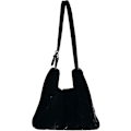 Miniatyrbild 1 av 5: Plush Axelväska Mjuk Fluffig Tote Väska Konstpäls Crossbody Väska Justerbar Axelrem Svart