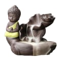 Miniatyrbillede 1 af 5: Lille Røg Tilbageflow Røgelsespindeholder Maitreya Buddha Statue Porcelæn Vandfald Censer Hjem D