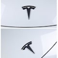 Miniatyrbild 5 av 5: 3x matt svart T-logotyp huv bagageutrymme ratt emblem för Tesla Model Y