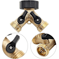 Miniatyrbillede 3 af 3: Have Splitter 2 Vejs Y-Forbindelse - Messing Have Slange Adapter