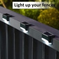 Miniatyrbillede 3 af 5: Vandtæt solcelle hegn lys, solcelle dæk lys, trappe lys, Ip65 Led solcelle have lys til terrasse trappe hegn (varm lys-sort, 12 stk)