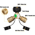 Miniatyrbilde 3 av 5: Propansplitter, 2-veis propantank Y-splitteradapter med måler, Lp-gassadapter T-grillkontakt for propansylinder, Rv Ca