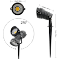 Miniatyrbillede 2 af 5: 5W LED-landskabslys, varmt hvidt 3000K-3500K, vandtæt DC 12V COB LED-udendørs vægspot, lavspændingshave-træspotbelysning til gård, sti