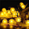 Miniatyrbild 1 av 5: Maskros Fairy String Lights Luddig Snöboll Ljus 2 Belysningslägen Batteridriven String Light, Snö Pompom Lykta för DIY Bröllop Fest Sovrum P
