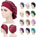 Miniatyrbillede 3 af 5: Mode Shower Caps Elastisk Satin Bonnet Sovehat Kvinder Silke Nathætte Bred