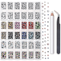 Miniatyrbild 1 av 5: 10272 st Rhinestones, Flatback Round Glass Gems Set med olika storlekar Clear