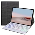 Miniatyrbild 1 av 5: För Microsoft Surface Go/Go 2/Go 3 Tre Färger Bakgrundsbelyst Bluetooth 5.0 Tangentbord+Trästruktur PU Läder