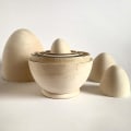 Miniatyrbillede 2 af 4: Hule Trææg Påske Nesting Æg Legetøj 5 I 1 Træ Påskekurv Fyld Gave Hule Umalet Æg Diy
