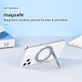 Miniatyrbild 2 av 5: Magnetisk Mobiltelefonhållare för iPhone 12/13 Magnetisk Telefonhållare Multifunktionell Skrivbordsställ Vikbar Bärbar (Silver)