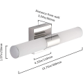 Miniatyrbillede 2 af 4: Badeværelses-Vaskespejl Lampe, 7degobii 16\" Tommer 16w 6000k Krom Led Spejl L