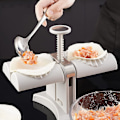 Miniatyrbillede 2 af 4: Dobbelt-hoved Automatisk Dumpling Maskine Husholdning Dobbelt Hoved Rustfrit Stål Manuel Dumpling Maker Form Lav Dumplings Empanadas