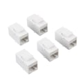 Pikkukuva 1 / 2: 5 kpl Cat5 RJ45 -liitäntäsovitinta naispuoliseen Keystone-paneeliin, valkoinen