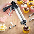 Miniatyrbilde 5 av 5: Kakepresspistolsett, rustfritt stål glasurdekorasjonspresspistolsett med 13 skiver og 7 glasurtupper for hjemme-DIY, kjeksmaker og dekorasjon, svart