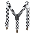 Miniatyrbillede 1 af 2: Ternet Clip-on Selestykke Elastisk Y-formet Suspender (sort+hvid)