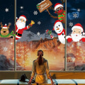 Miniatyrbilde 3 av 5: Juledekorasjon Santa Vindusdekaler Diy Vindusdekorasjon Klistremerker Med Julenissen Og Snømann