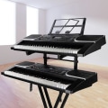 Miniatyrbild 2 av 5: Universellt Dubbelt Keyboardställ - Andra Våningen Elektroniskt Orgelhållare Rack | Bärbart Pianoställ Musik Instrumentställ Med Justerbar Höjd