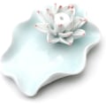 Miniatyrbilde 3 av 4: Røkelseholder Keramikk Håndlaget Kunstnerisk Røkelseholderbrenner Stick Coil Lotus Askefanger Buddhistisk Vannlilje Plate (Lyseblå)