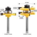 Miniatyrbillede 2 af 5: Fløjte T-formet Not- og Falsfræser Sæt Træskæringsværktøj (2stk/sæt, Skaftdiameter: 6,35mm)