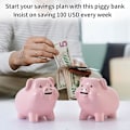 Miniatyrbild 2 av 5: PIG WORLD Spargris för vuxna måste bryta för att öppna, keramik, flickor pojkar sparbössa myntburk, rosa minikassaskåp för barn, sparbössa för vuxna, alcancias de