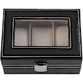 Miniatyrbild 2 av 5: Urklocka Box, 3 Fack PU Läder Svart Klassisk Klocka Smycken Display Förvaring Organizer
