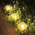 Miniatyrbillede 3 af 4: Solcelled Udendørs Isbloklys til Havedekoration, 2,8” x 2,8” Frostet Akrylsten Vandafvisende Solcellelandskabslys til Bordhave Terrasse Sti