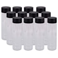 Miniatyrbilde 1 av 5: Pakke med 12 stk. 13,6 oz (400 ml) klare PET-plastflasker for juice med svart lokk