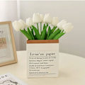 Miniatyrbilde 2 av 5: Kunstige Tulipaner Blomster, Kunstige Blomster Kunstige Tulipaner 12 stk Hvite Tulipaner Real Touch Brude Bryllup Bukett for Hjem Hage Fest Flo