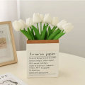 Miniatyrbillede 2 af 5: Kunstige Tulipaner Blomster, Kunstige Blomster Kunstige Tulipaner 12 stk Hvide Tulipaner Ægte Berøring Brude Bryllup Buket til Hjem Have Fest Flo