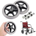 Pikkukuva 5 / 5: 2 kpl 6 tuuman kumipyörän vaihtopyörät pyörätuolin etupyörät Rollator Walker liukueste Vaihtokiekot Harmaa
