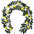 Miniatyrbillede 1 af 5: Kunstig Have Kunstige Grene Gren Fest Citron Gul Citron Hjem Hjem Dekoration Silke Roser Kunstige Blomster Bulk Tørrede Blomster (Farve: Multi