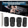 Miniatyrbillede 2 af 5: Piece Twist Socket Set, 5-delt Twist Socket Set Låsende Hjulmøtrik Bolt Stud Ekstraktor Strippere 17mm 19mm 21mm 22mm Socket Nøgle