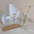 Miniatyrbillede 1 af 5: Akryl Makeup Spejl Rammeløs Dekorativ Kommode Spejl Makeup Uregelmæssig Form Med Træbase Til Soveværelse, Stue Og Minimalistiske Rum