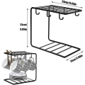 Miniatyrbilde 2 av 5: 1 stk. kaffekoppholder 6 kroker metall koppstativ tekopp displaystativ for 6 kopp underkopp skje sett