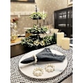 Pikkukuva 2 / 5: Imitation Pearl Beaded Napkin Rings Holder Set of 12, Rhinestone Serviette Rings Buckle Button for Dinner Table Decoration Parties Weddings Receptions