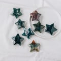 Pikkukuva 4 / 5: Luonnollinen sammalagati kristalli tähti muotoinen jalokivi kaiverrus käsityöt kämmenkivi pyöristetty kiillotettu chakra kivi huolen kivi DIY Je