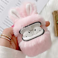 Miniatyrbild 1 av 5: Fodral för Airpods 1 Fodral Airpods 2 Fluffy Rabbit Fodral Cover Plysch Päls Mode Söt Kaninöron Faux Päls PC Skyddande Fodral Resistent Fodral för Airpods