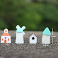 Miniatyrbillede 1 af 5: Huse til Fe-have Tilbehør, Håndmalet Vindmølle Stil Miniature Fehus til Fe-have Forbrugsvarer, Mini Figurer Sæt af 4 Stykker til Blomst