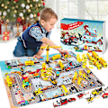 Miniatyrbild 5 av 5: Bilar Adventskalender för barn pojkar 2023 Jul, 24 Pull Back Fordon Playsets Med Kran Helikopter Traktor Konstruktion Tru