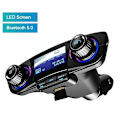 Pikkukuva 1 / 5: Modulaattori Aux LED-näytöllä, FM-lähetin, Bluetooth 5.0, MP3-ääni, kaksoisvapaa kädet, älykäs USB-laturi autoon, soitinsarja