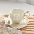 Miniatyrbillede 3 af 5: Perlemor Kaffe Kop og Underkop, 8oz(240ML) til Specialkaffe Drikke, Cappuccino, Latte, Americano og Te, Elegant Keramiske Kaffe Kopper til Kaffe