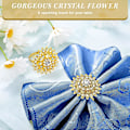 Miniatyrbillede 4 af 5: 6 stk. Guld Blomsterservietringe Legering Blomster Rhinestone Servietringe Krystal Rhinestone Servietringholder Til Bryllup Fødselsdag Chri