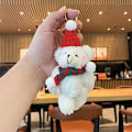 Miniatyrbillede 5 af 5: Mænd Kvinder Søde Heldige Bløde Tørklæde Brun Bjørn Hvid Kanin Nøglering Godt Nytår Jul Nøglering Nøglering, Let Kæreste Kæreste Valenti