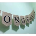 Miniatyrbillede 5 af 5: Tillykke Banner Burlap Graduation Banner Sort Graduation Cap Montering Kandidater