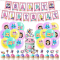Pikkukuva 1 / 5: Gaby's Dollhouse -teemainen syntymäpäiväkoristeet - Nukkekoti Pull Tab -kakkuinsertti, ilmapallo roikkujat -ys